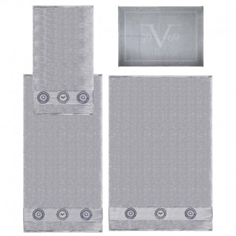 Set 3 toallas + alfombrilla Versace 1969 Gris