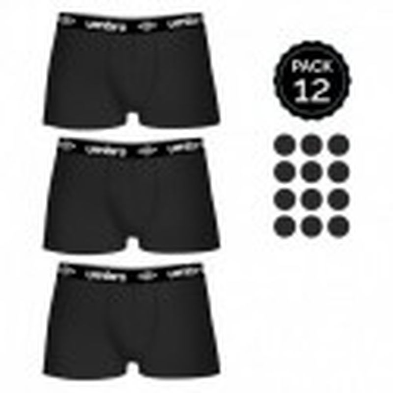 Set 12 Boxers UMBRO Negro - 100% algodón - Talla M