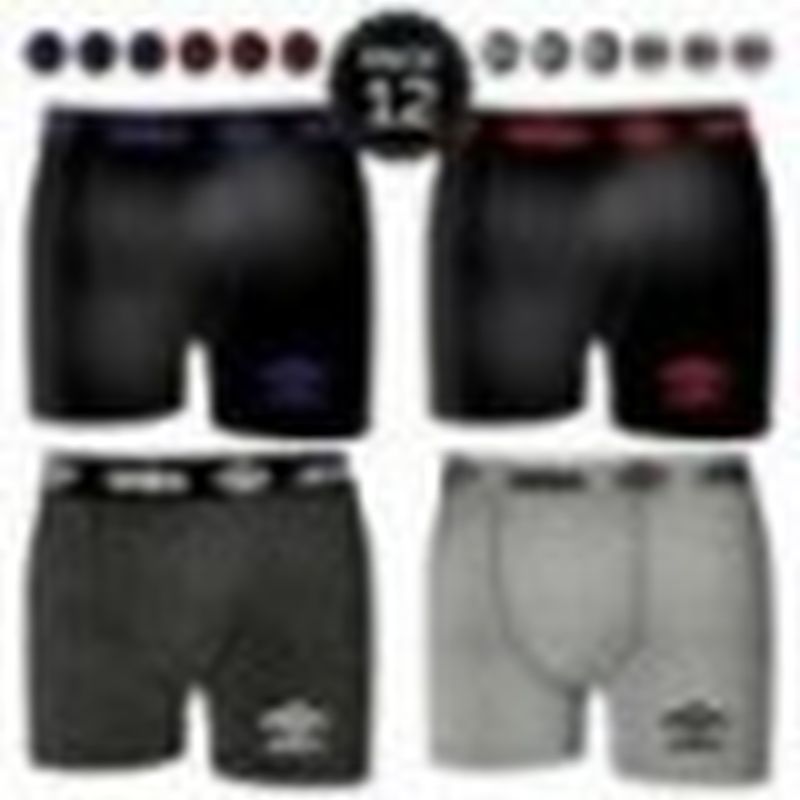 Set 12 Boxers UMBRO Negro(morado)/Negro(rojo)/Gris oscuro/Gris claro - Talla XL