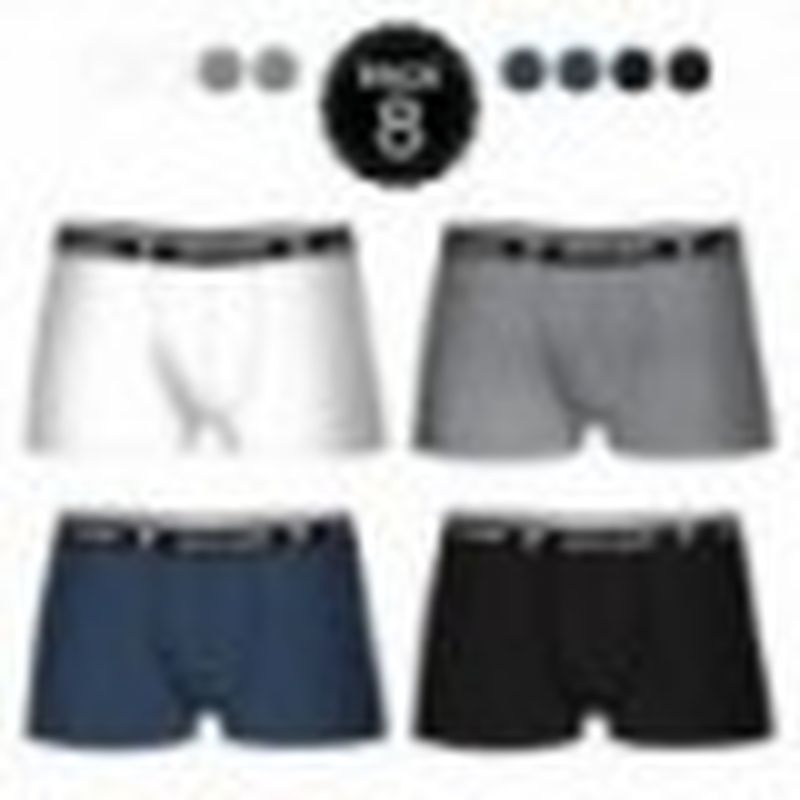 Set 8 boxers Pierre Cardin Negro/Marino/Blanco/Gris 95% algodón 5% elastano (Gris 57% algodón 38% polyiester 5% elastano)