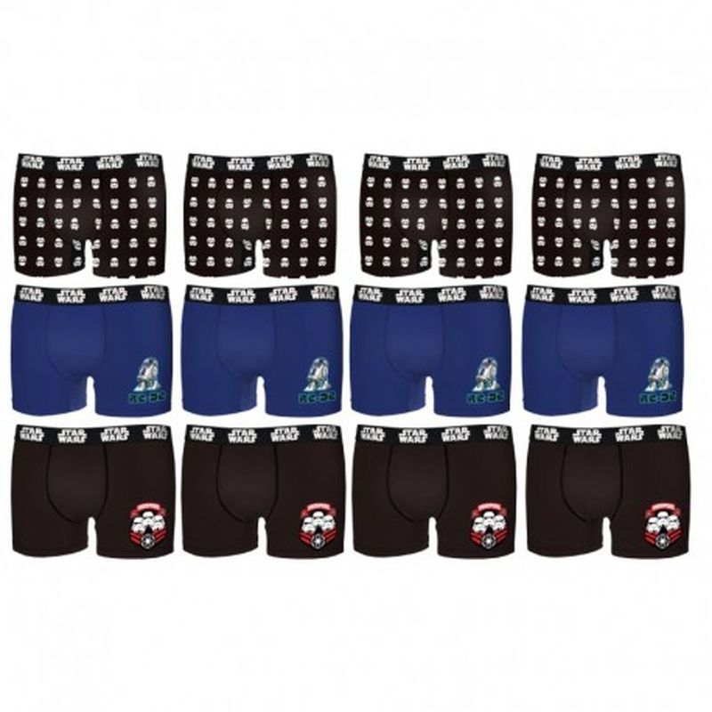 Set de 12 boxers INFANTIL Star Wars - 35% algodón / 65% poliéster - diseños variados, Talla 10/12  