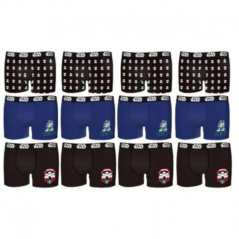 Set de 12 boxers INFANTIL Star Wars - 35% algodón / 65% poliéster - diseños variados, Talla 6/8 