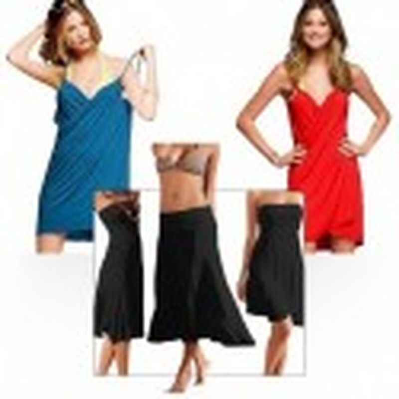 Set 2 pareos Towel en turquesa y rojo y 1 pareo Skirt en negro