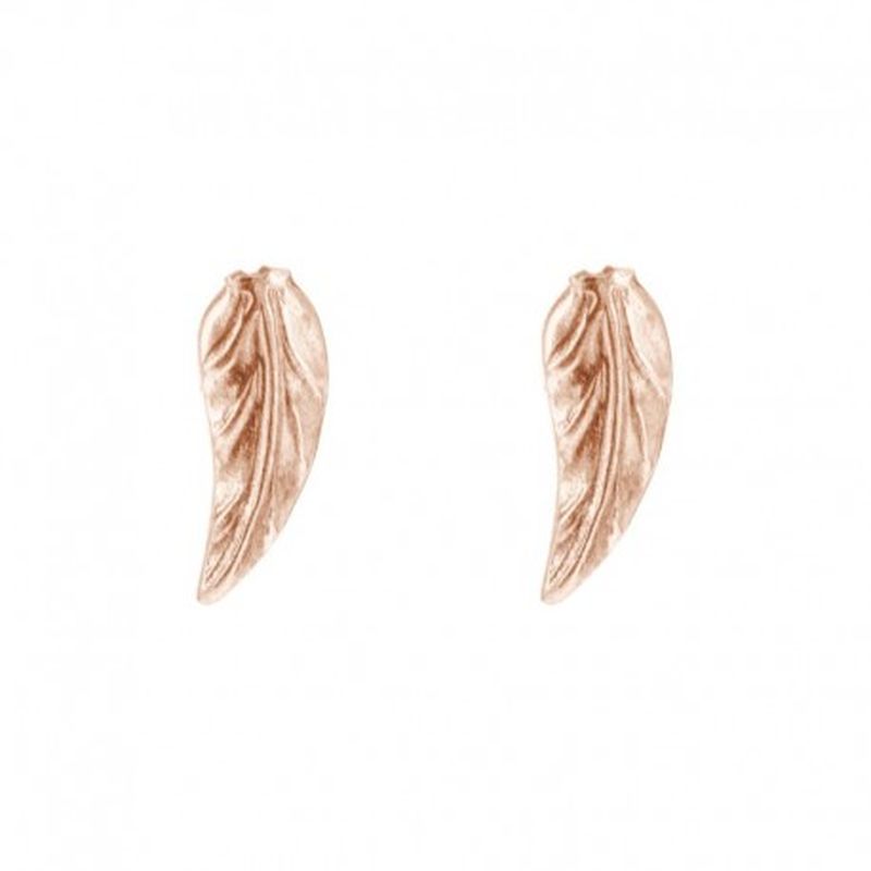 Pendiente hoja oro rosa.