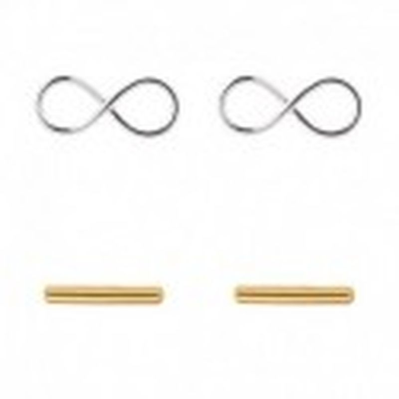 2 PARES DE PENDIENTES. PALITO DORADO E INFINITO COLOR PLATA