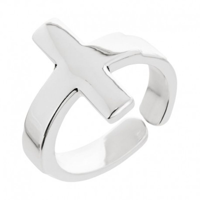 ANILLO AJUSTABLE CRUZ COLOR PLATA