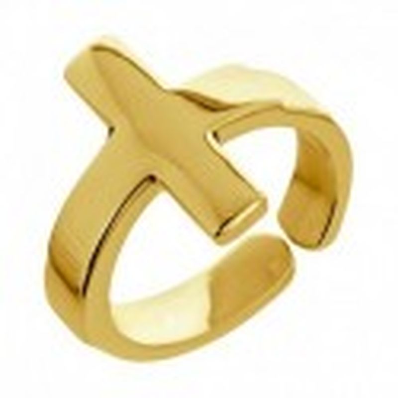 ANILLO AJUSTABLE CRUZ Baño de oro amarillo