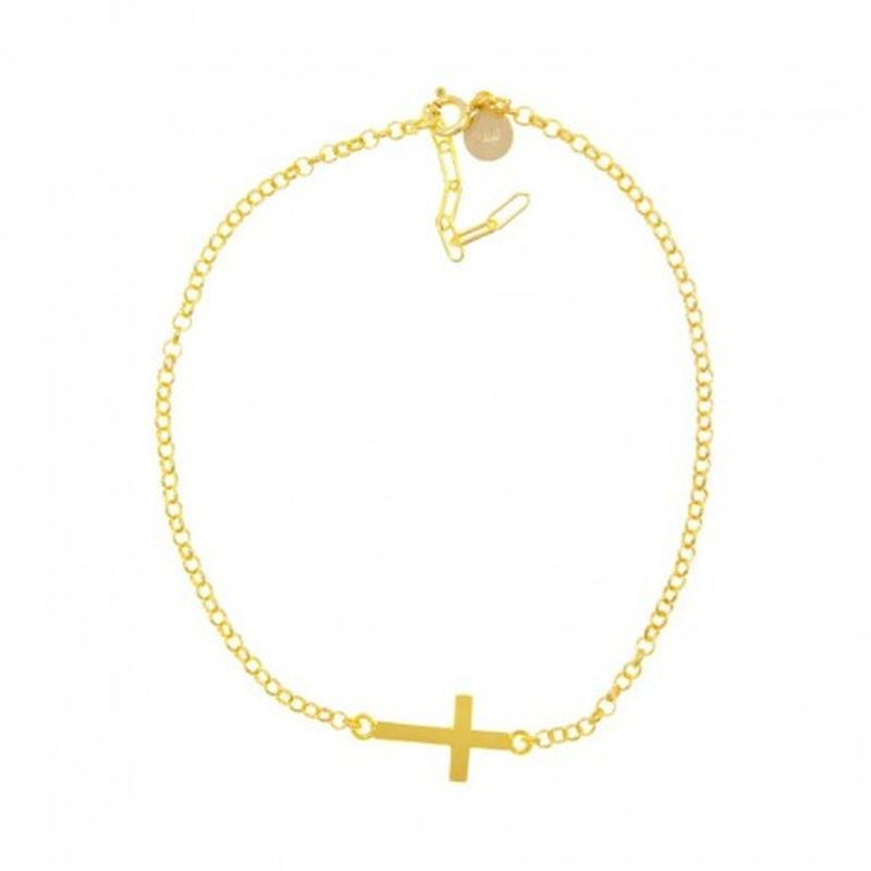 PULSERA CON CRUZ. BAÑO ORO AMARILLO