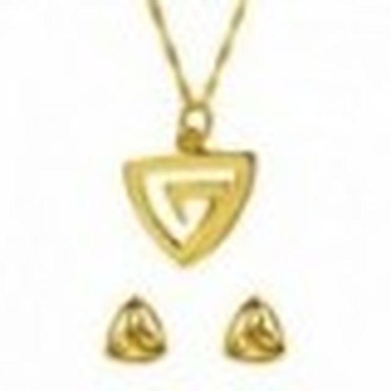 CONJUNTO GARGANTILLA Y PENDIENTES SIMBOLO CELTA BAÑO ORO AMARILLO