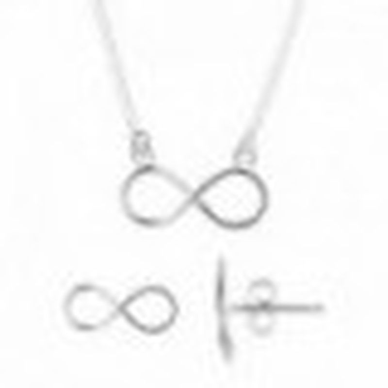 CONJUNTO GARGANTILLA Y PENDIENTES INFINITO COLOR PLATA