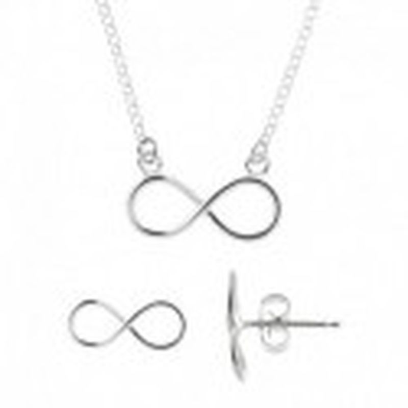 CONJUNTO GARGANTILLA Y PENDIENTES INFINITO COLOR PLATA