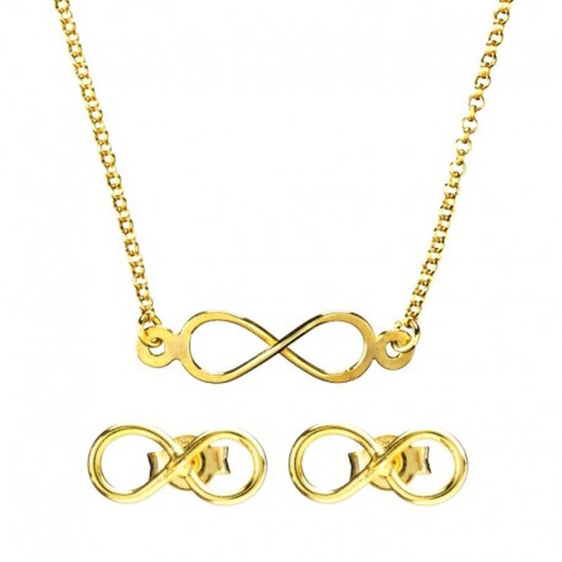 CONJUNTO GARGANTILLA Y PENDIENTES INFINITO COLOR PLATA