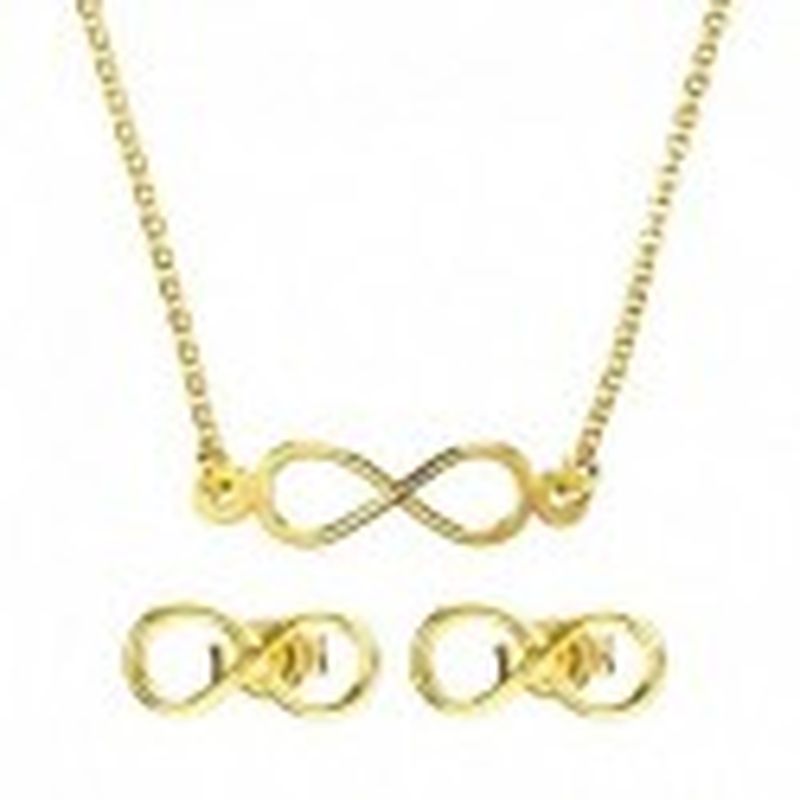 CONJUNTO GARGANTILLA Y PENDIENTES INFINITO COLOR PLATA