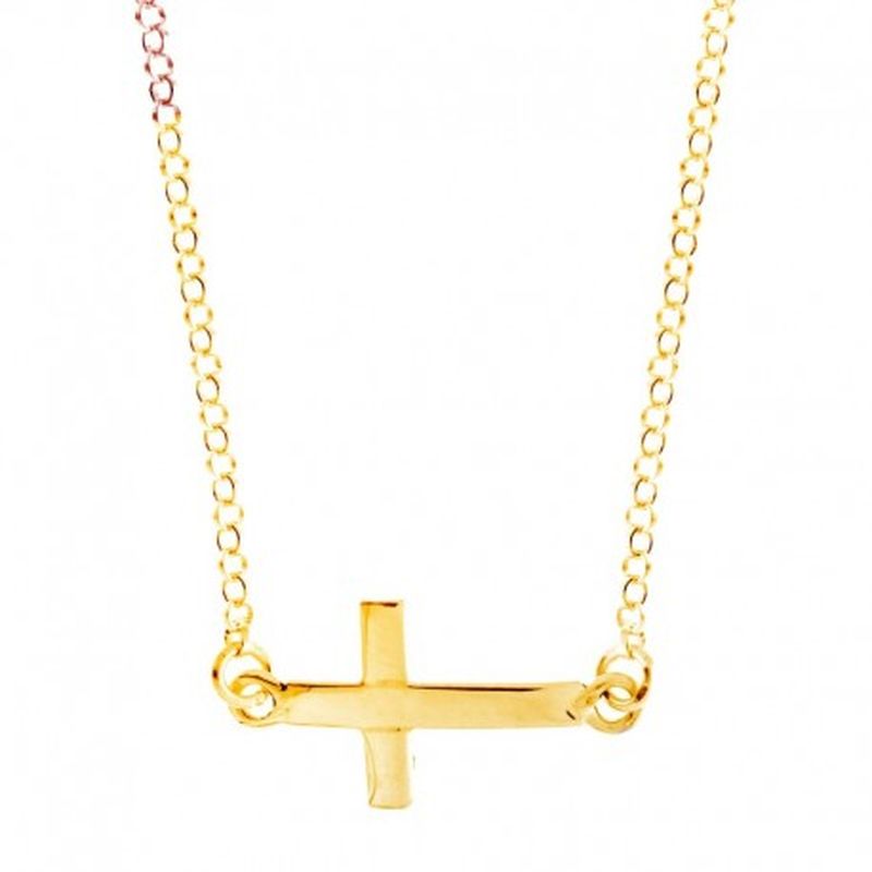 GARGANTILLA CON CRUZ. COLOR BAÑO ORO AMARILLO