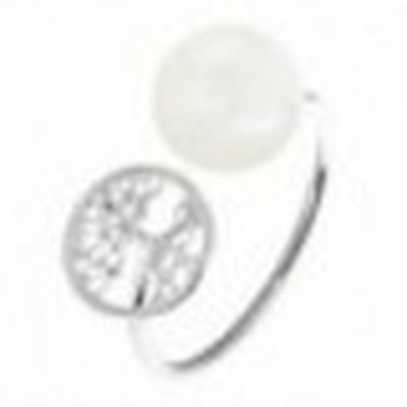 SORTIJA AJUSTABLE PERLA Y ARBOL DE LA VIDA. COLOR PLATA