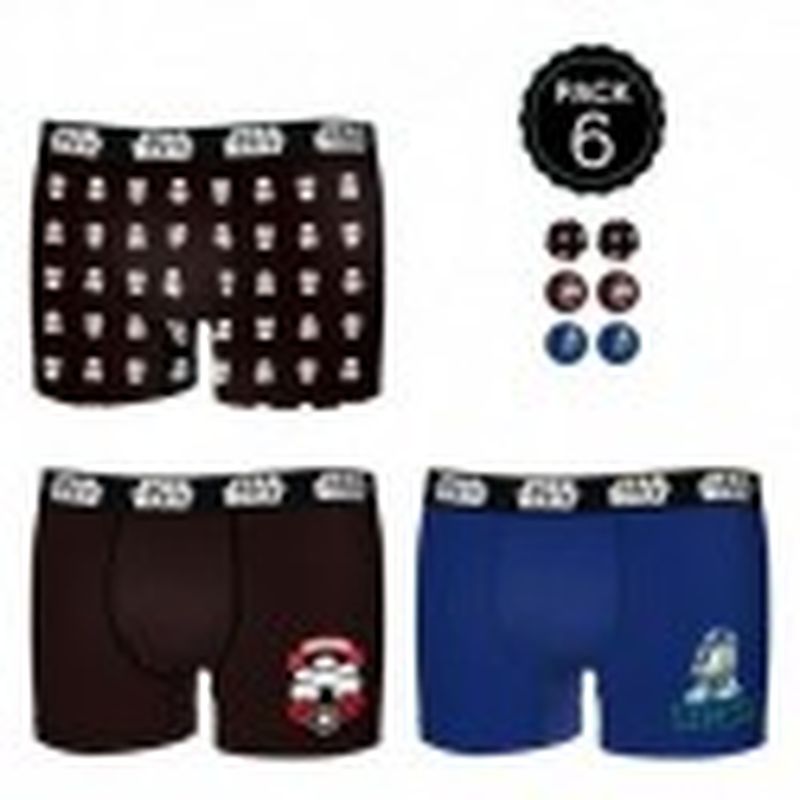 Set de 6 boxers INFANTIL Star Wars - 35% algodón / 65% poliéster - diseños variados, Talla 12/14 