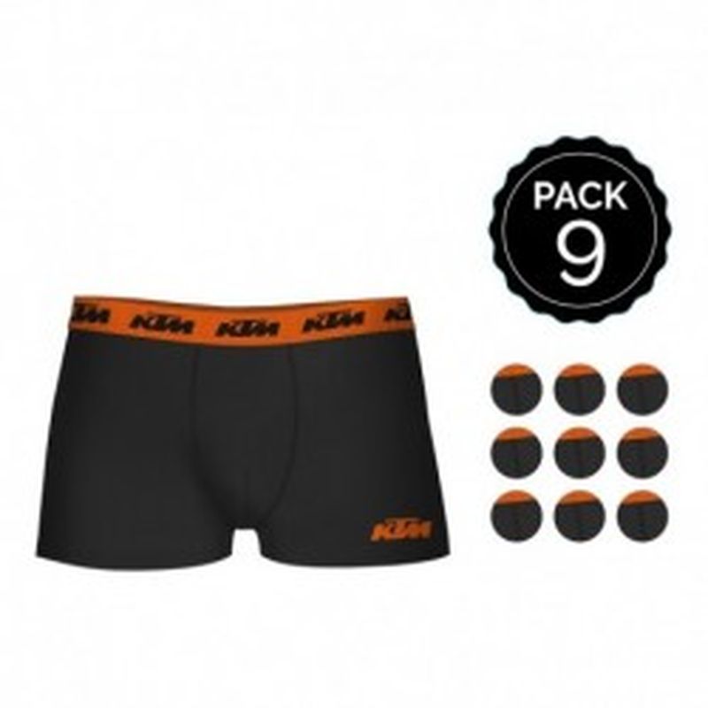 Set de 9 boxers KTM adulto - color negro - 95% algodón - Talla L