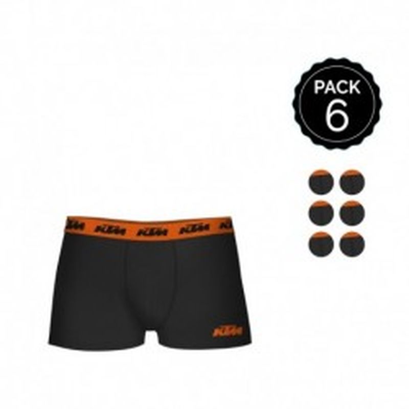Set de 6 boxers KTM adulto - color negro - 95% algodón - Talla M