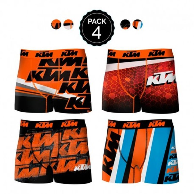 Set de 4 Boxer KTM - microfibra (92% poliéster - 8% elastano) - multicolor