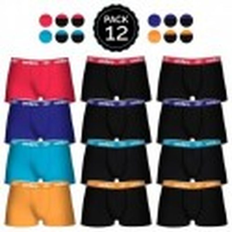 Set de 12 boxers UMBRO multicolor - 100% algodï¿½n - color negro(x8)/rojo(1)/azul(1)/celeste(1)/naranja(1)