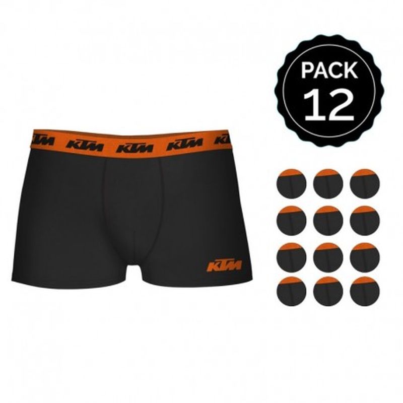 Set de 12 boxers KTM adulto - color negro - 95% algodón - Talla M
