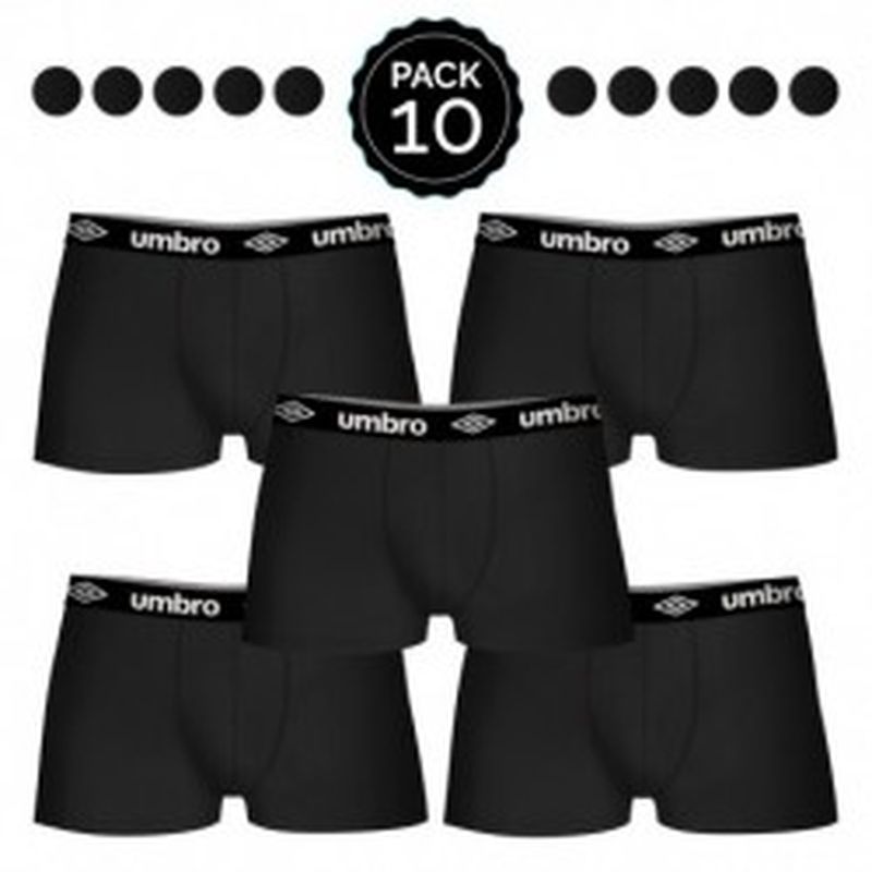 Set de 10 boxers UMBRO (10NEGROS) - 100% algodón - color negro(x10)