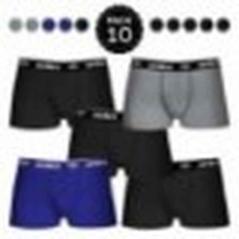 Set de 10 boxers UMBRO (10MULTICOLOR) - 100% algodón (gris: 35% algodón / 65% poliéster) - color negro(6)/gris(2)/marino(2)