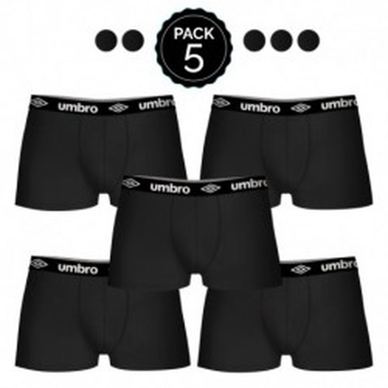 Set de 5 boxers UMBRO (5NEGROS) - 100% algodón - color negro(x5)