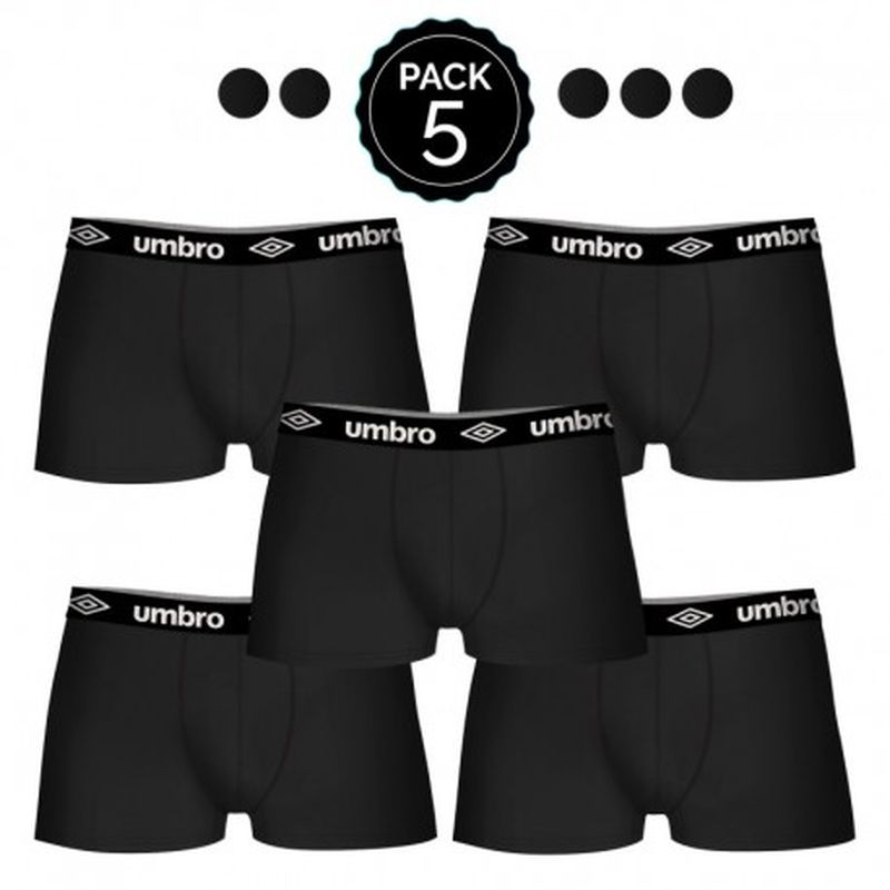 Set de 5 boxers UMBRO (5NEGROS) - 100% algodón - color negro(x5)