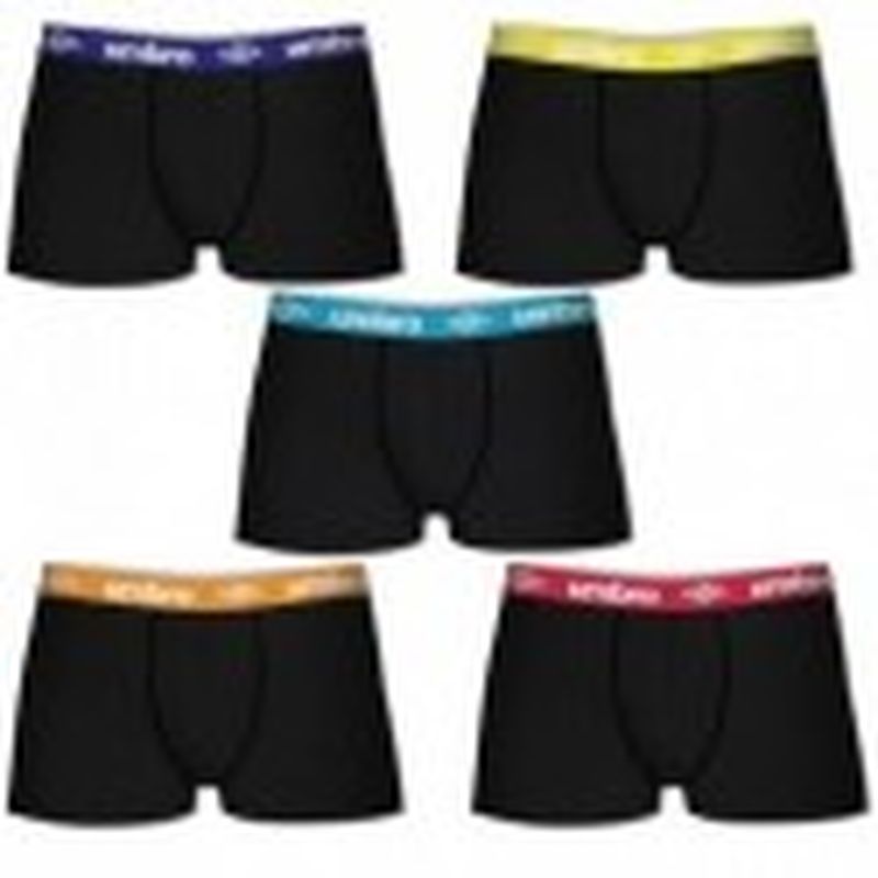 Set 5 Boxer UMBRO negros con cintura - multicolor - 100% algodón -