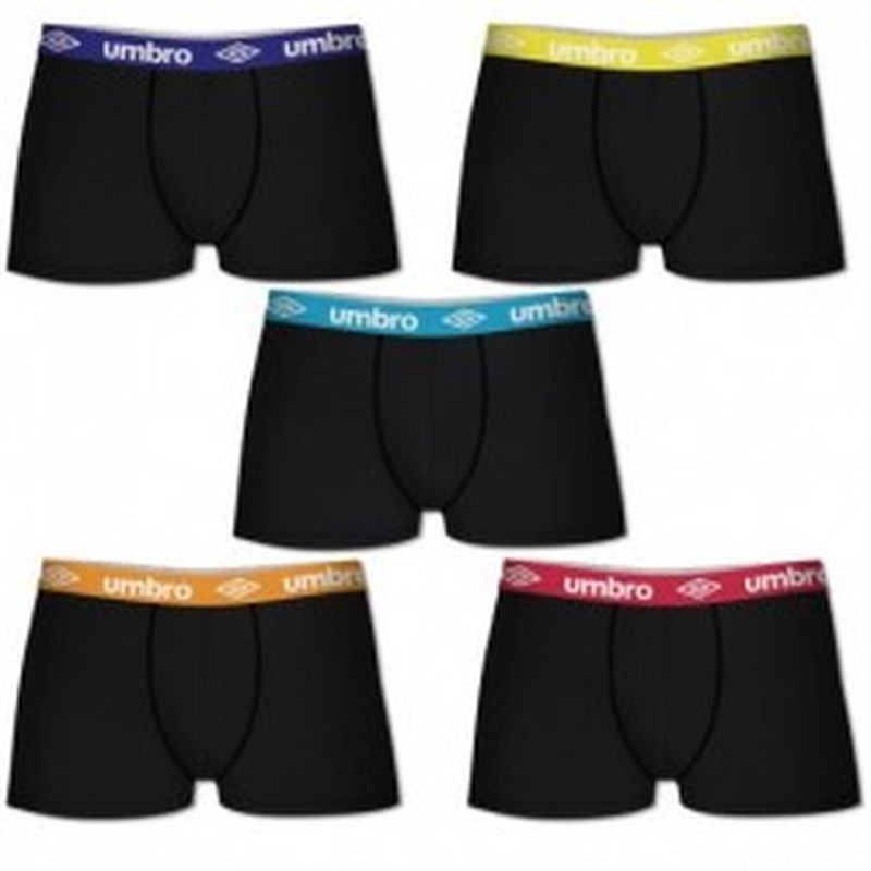Set 5 Boxer UMBRO negros con cintura - multicolor - 100% algodón -