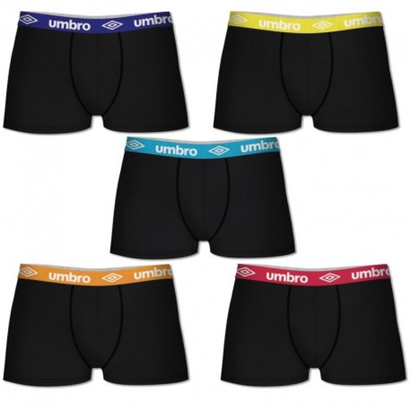 Set 5 Boxer UMBRO negros con cintura - multicolor - 100% algodón -