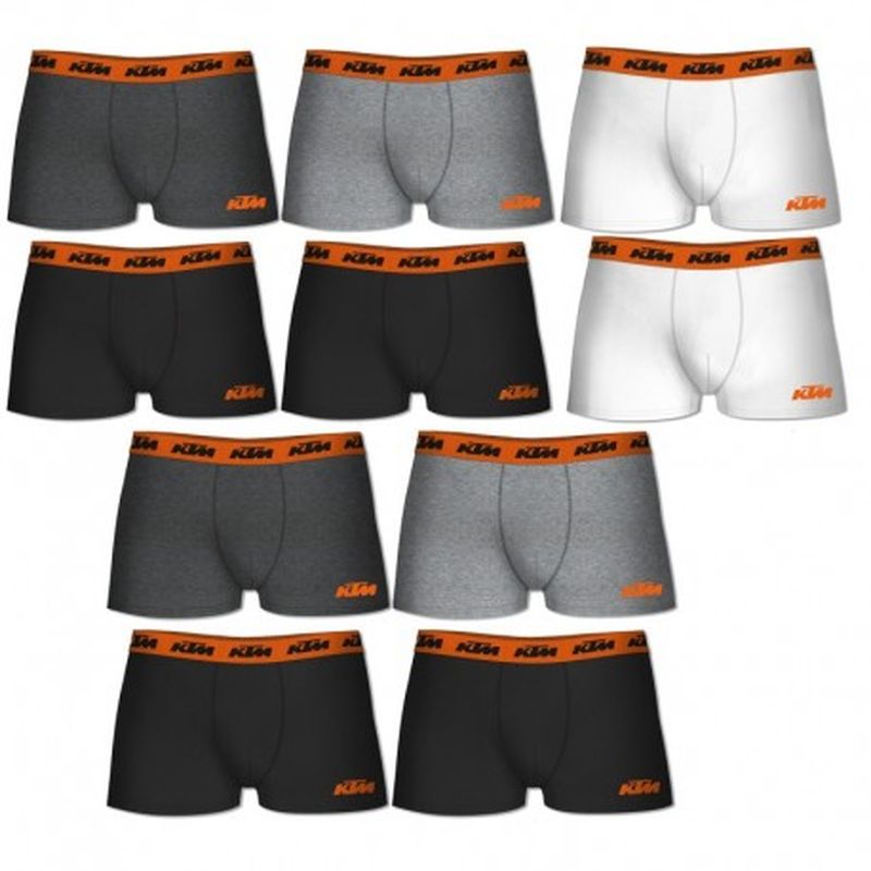 Boxer KTM - Set 10 boxer microfibra (60% poliéster - 35% algodón - 5% elastano) - multicolor con cintura naranja