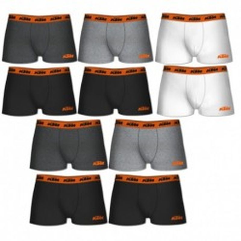 Boxer KTM - Set 10 boxer microfibra (60% poliéster - 35% algodón - 5% elastano) - multicolor con cintura naranja
