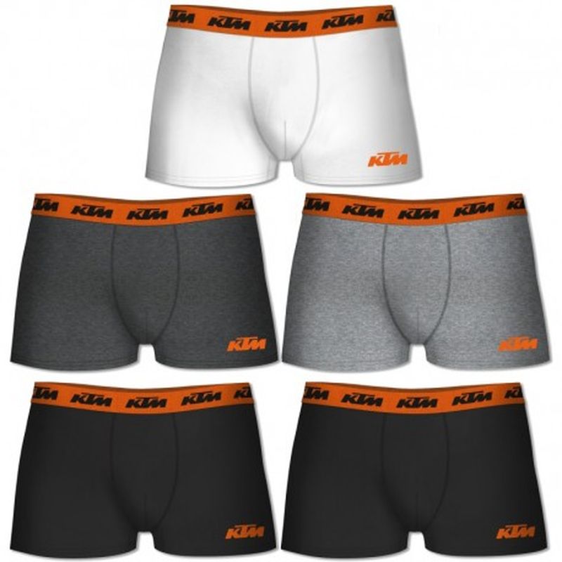 Boxer KTM - Set 5 boxer microfibra (60% poliéster - 35% algodón - 5% elastano) - multicolor con cintura naranja