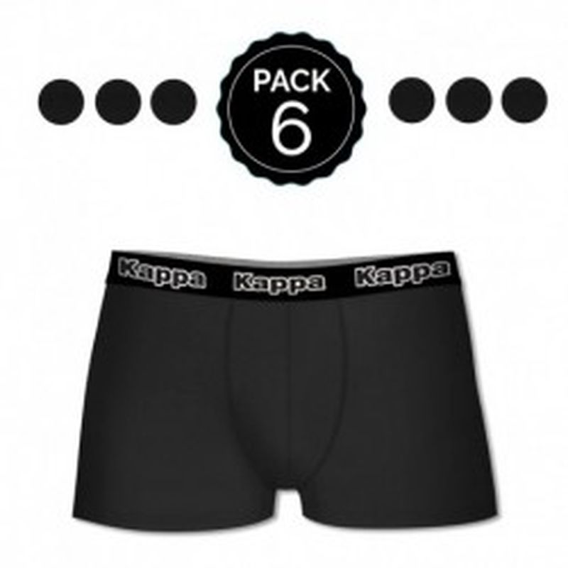 Set 6 boxer Kappa NEGRO - 95% algodón - 5% elastano