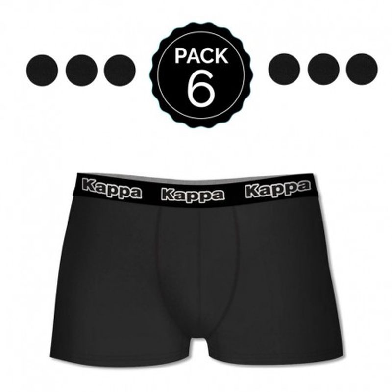 Set 6 boxer Kappa NEGRO - 95% algodón - 5% elastano