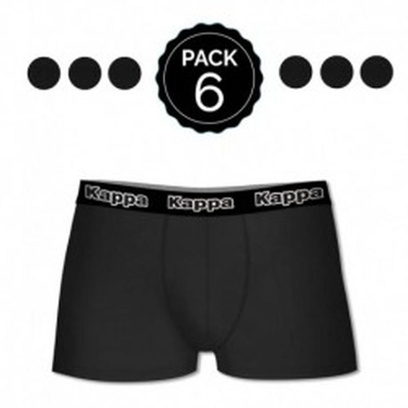 Set 6 boxer Kappa NEGRO - 95% algodón - 5% elastano