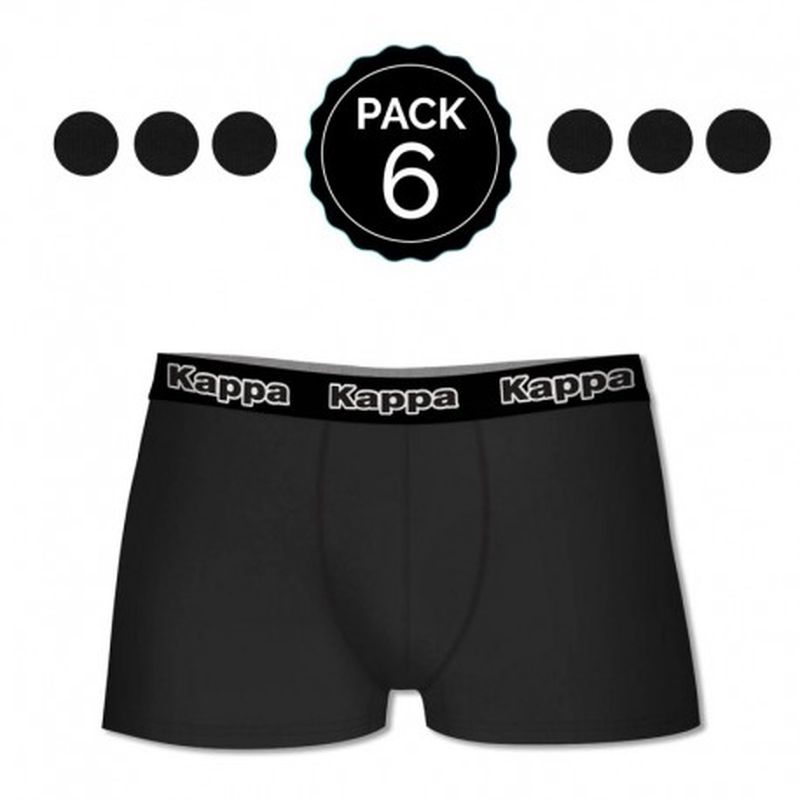 Set 6 boxer Kappa NEGRO - 95% algodón - 5% elastano