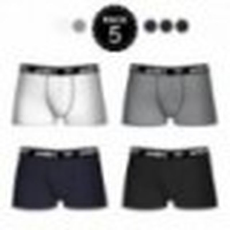 Set 5 Boxers UMBRO 2Negro/Blanco/Azul/Gris  - 65% polyester 35% algodón - Talla M
