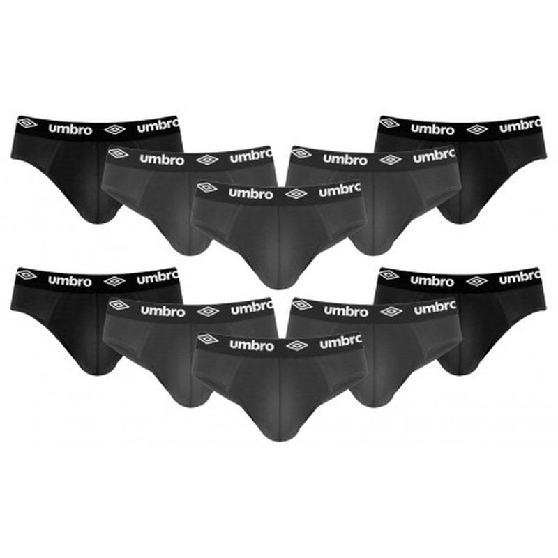 L Set 10 slips hombre, negro(2) y gris(3), 100% algodón (salvo gris)