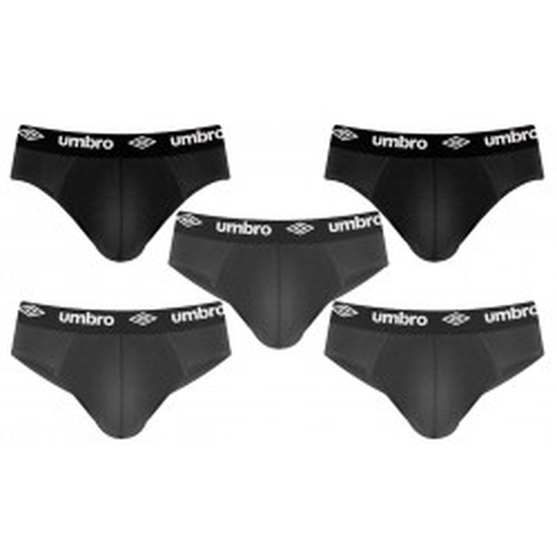 Set 5 slips hombre, negro(2) y gris(3), 100% algodón (salvo gris)