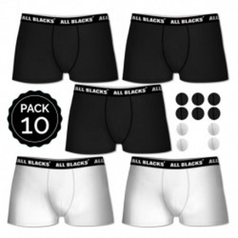 Set 10 boxers ALL BLACKS - 6 negro/4 blanco - 100% algodón