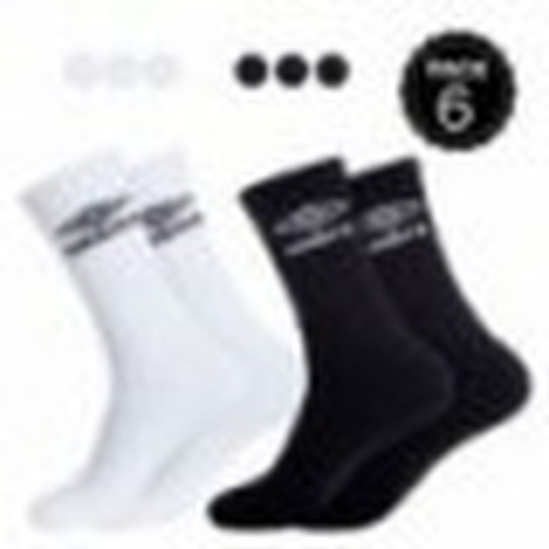 43/46 Set 6P calcetines "tenis" UMBRO 3p negros + 3p blancos - talla 43/46