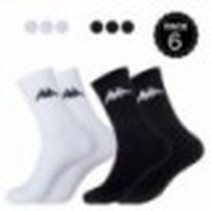 39/42 Set 6P calcetines "tenis" KAPPA (3p blancos + 3p negros) - talla 39/42