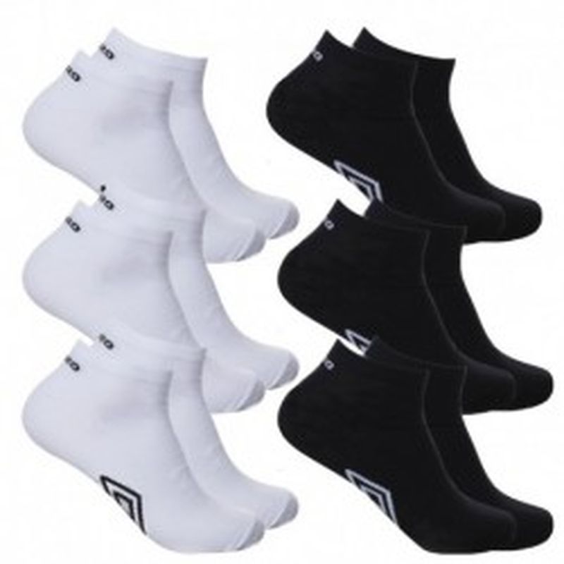 39/42 Set 6 pares calcetines invisibles, blancos y negros , UMBRO
