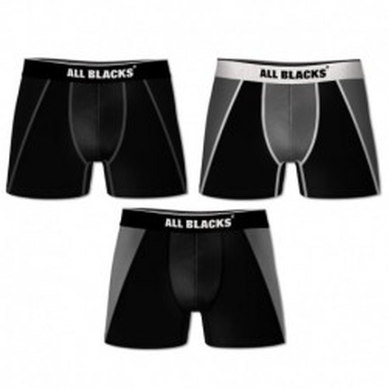 3XL Set 3 boxers ALL BLACKS- costuras en Negro/Gris/Blanco - 92% poliéster