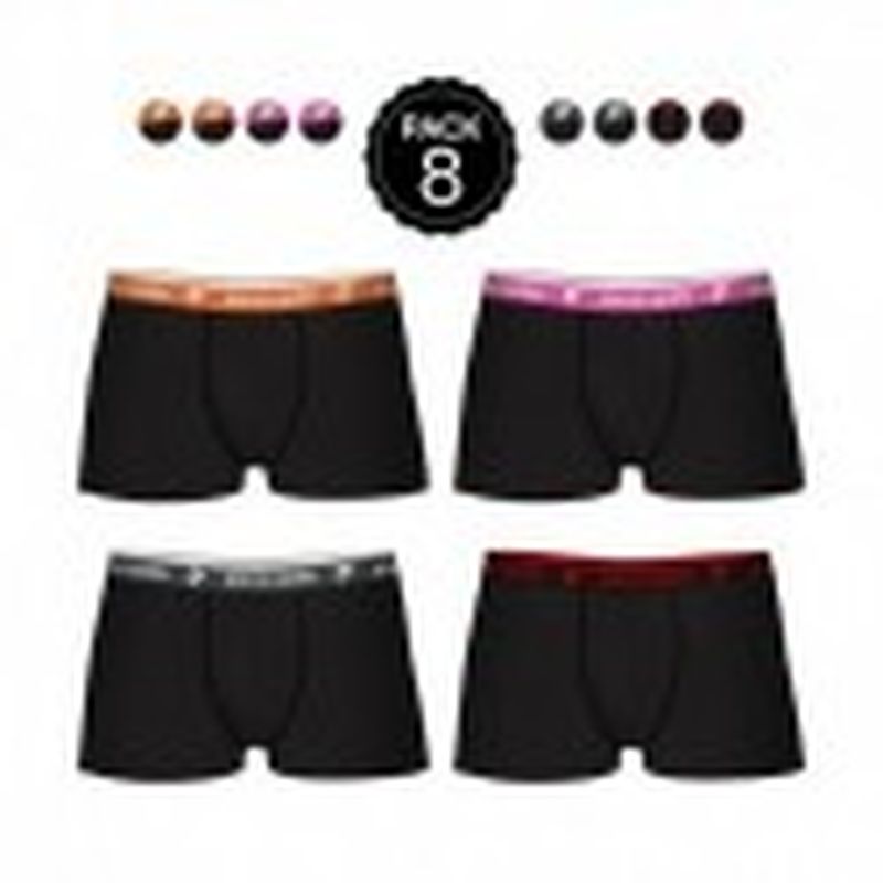 Set 8 boxers Pierre Cardin Negros con cintura en color Naranja/Rosa/Gris/Rojo 95% algodón 5% elastano