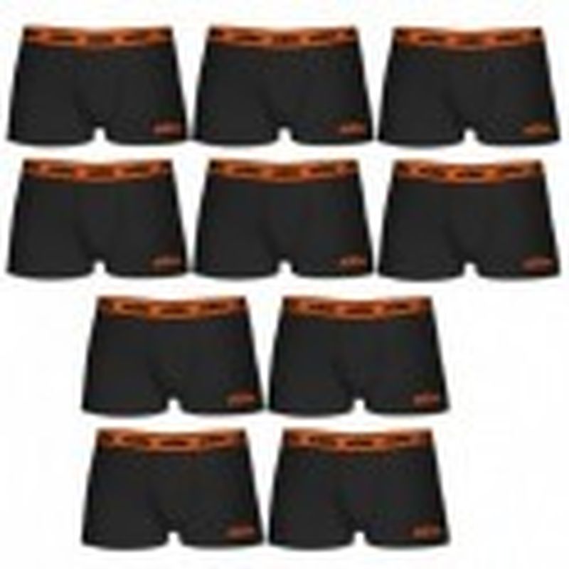 Boxer KTM - Set 10 boxer microfibra (60% poliéster - 35% algodón - 5% elastano) - negros con cintura naranja
