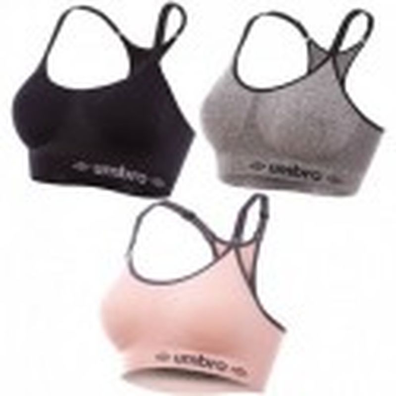 Set 3 juegos Sujetador deportivo femenino, negro/gris/rosa, sin costuras